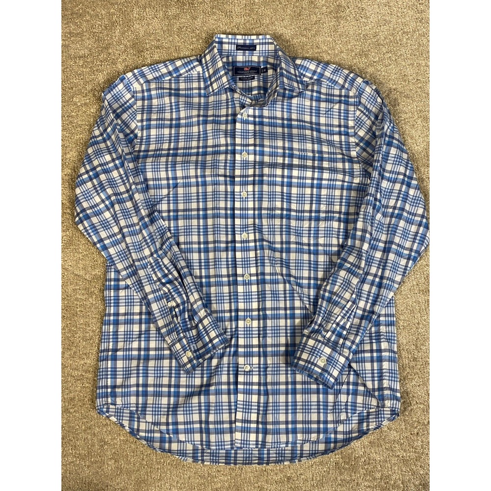 Vineyard Vines CooperFit Medium Men Logo Premium 120s Striped Button Down Shirt